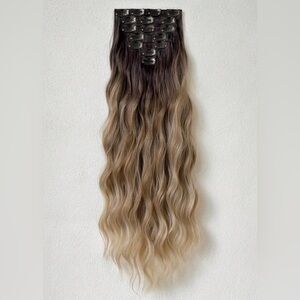 22 In Ashy light Brown Balayage Clip in hair Extensions - Human hair blend